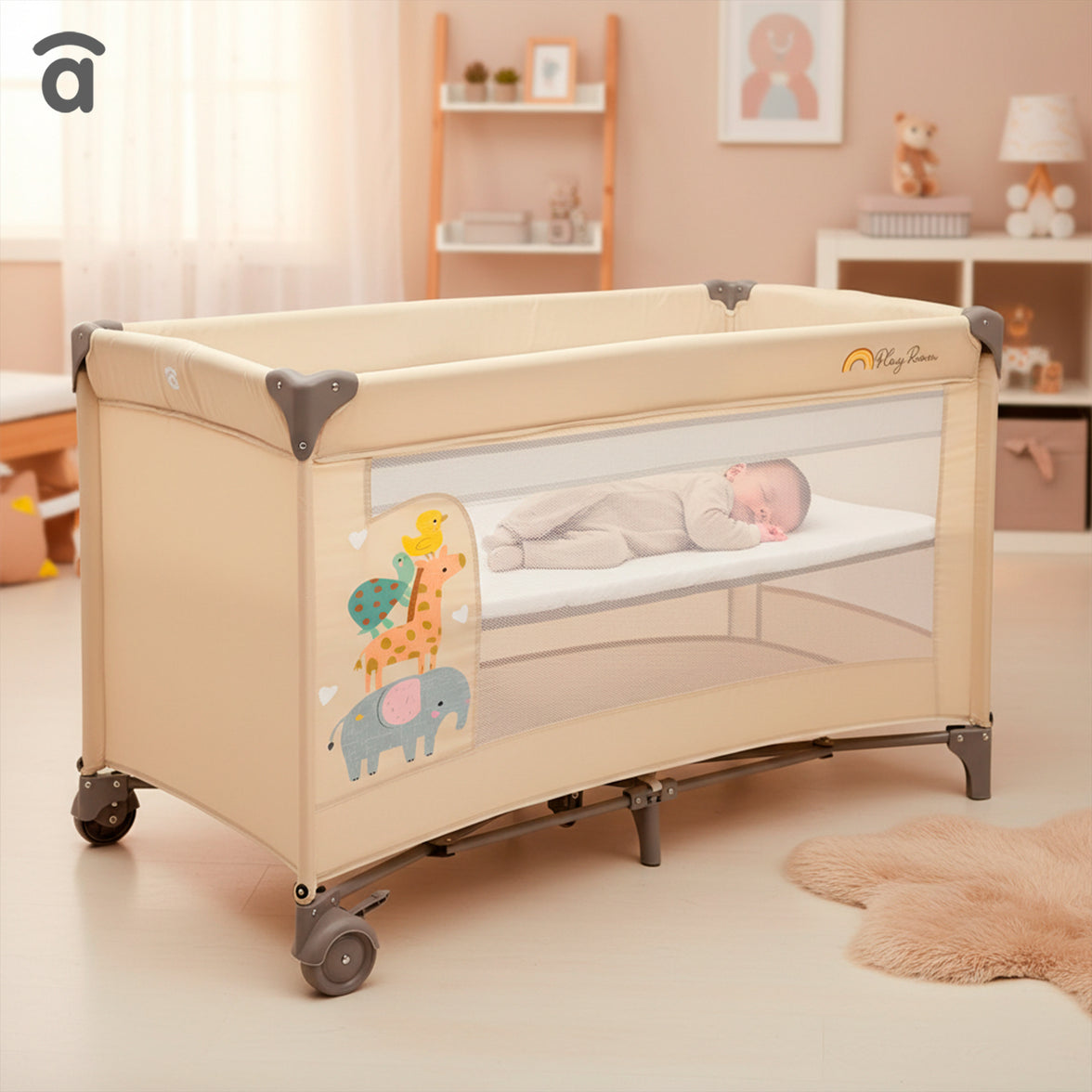 Smooth Animalia Travel Crib