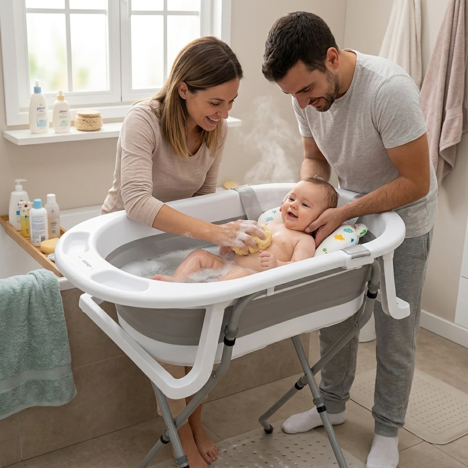 Folding bathtub with legs and Luigi reducer