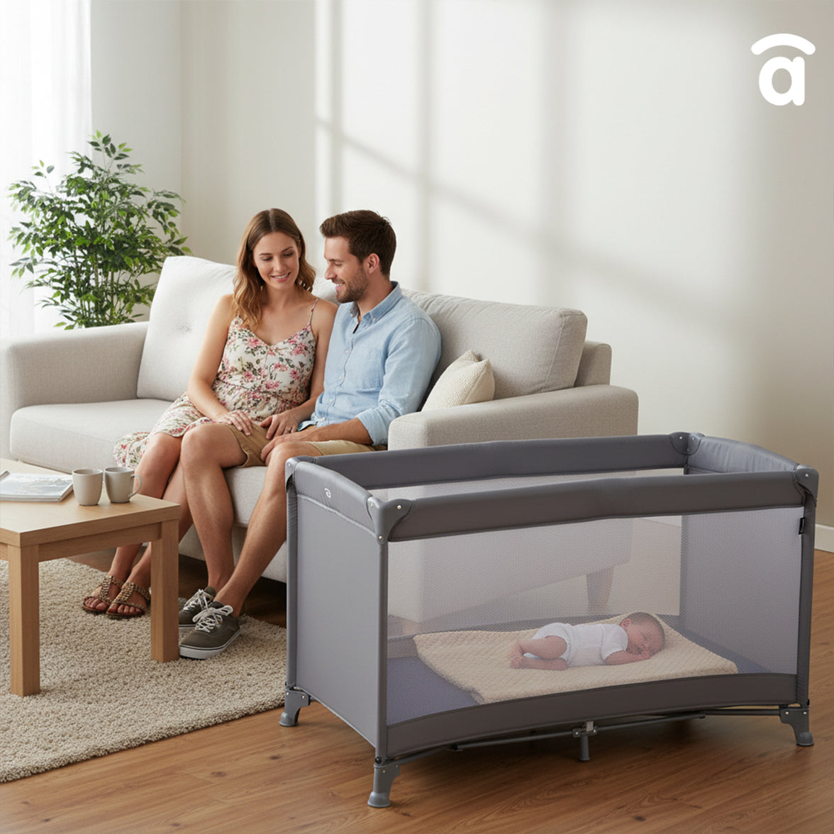 Cuna de viaje Creta gris