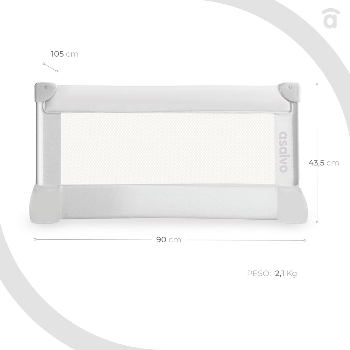 90cm Barrier for White Standard Bed