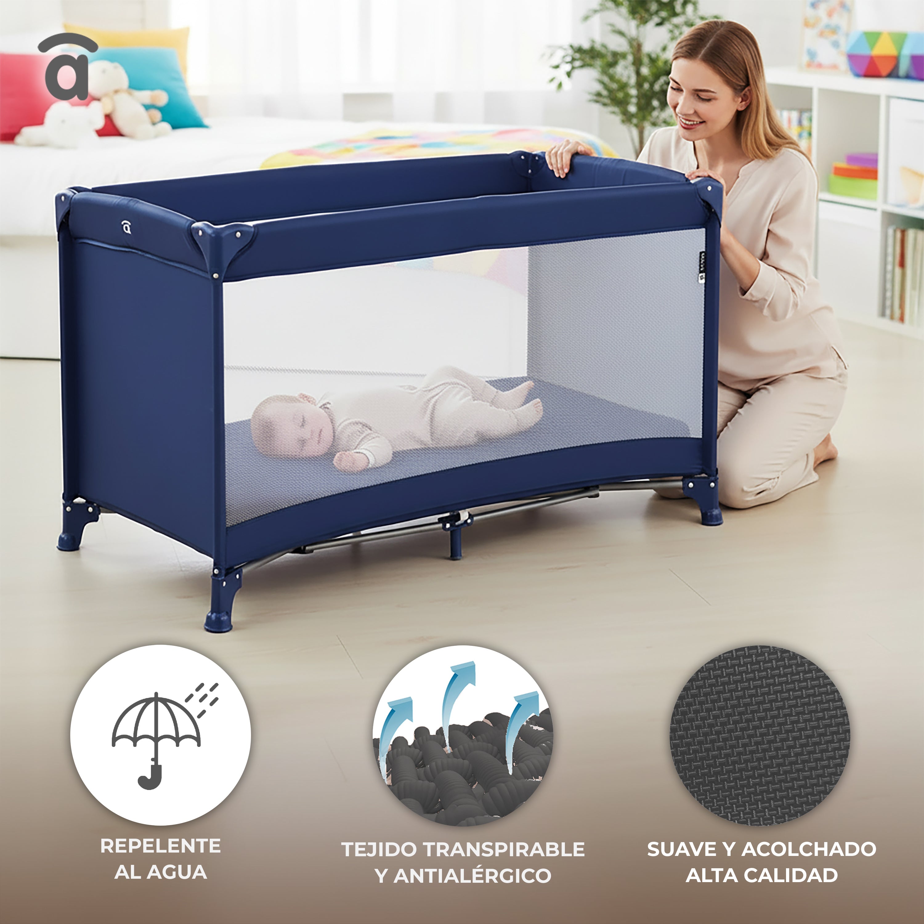 Cuna de viaje Creta gris