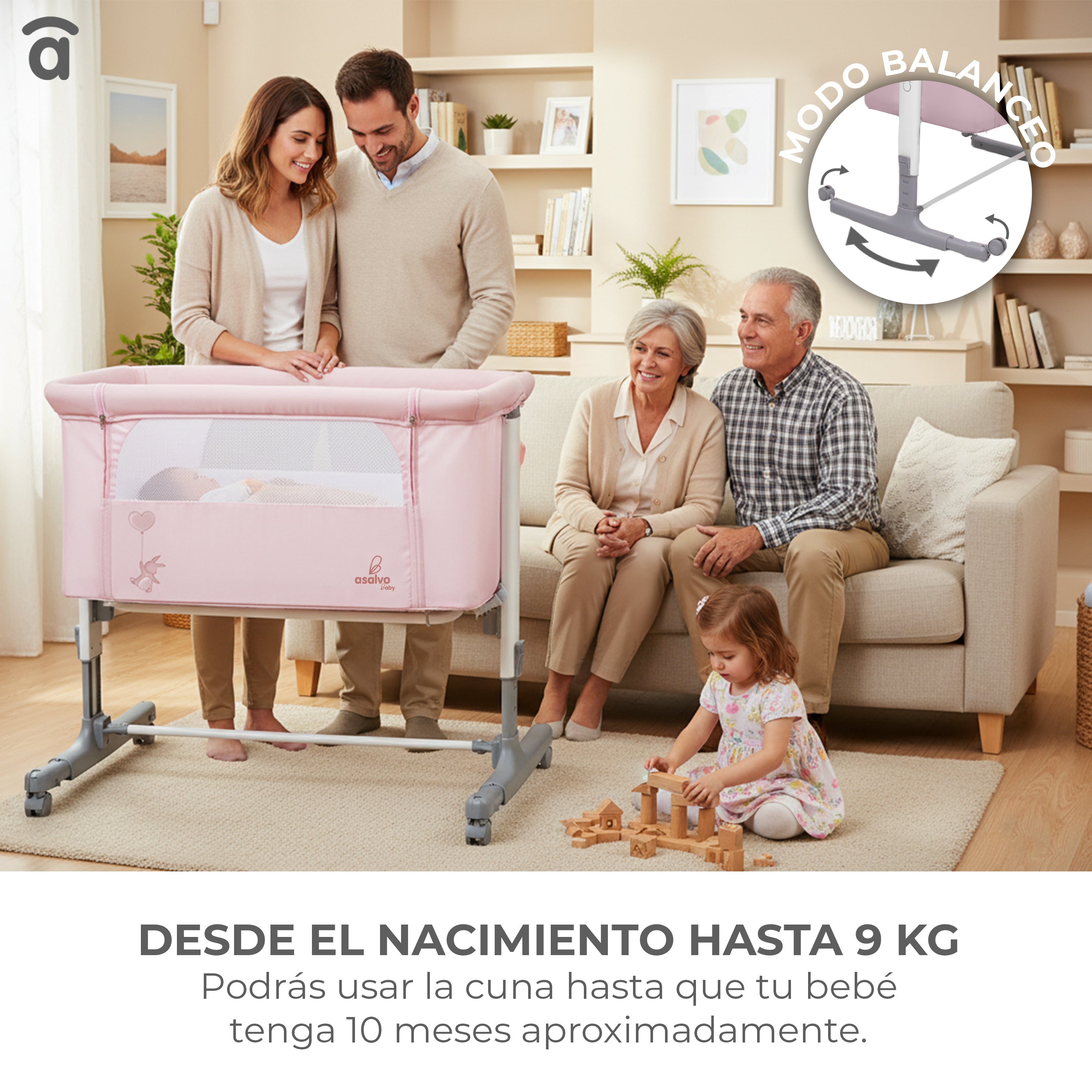 Calm Pink Co-Sleeping Mini Crib