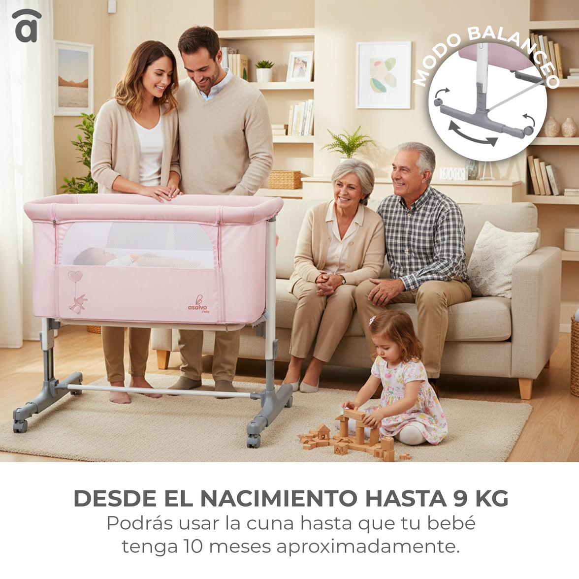 Calm Pink Co-Sleeping Mini Crib