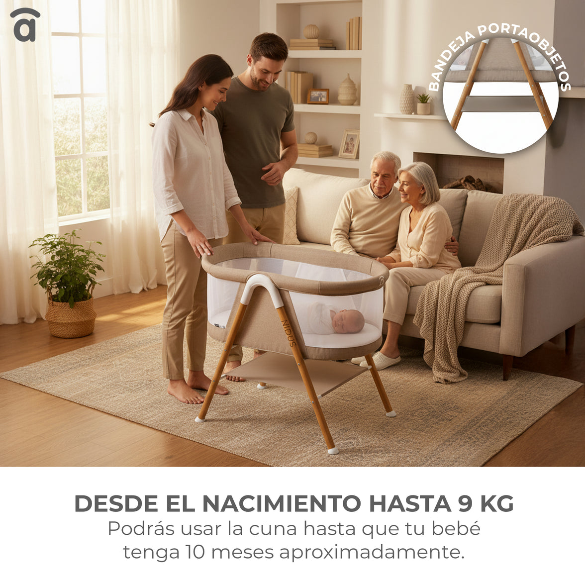 Nidus Beige Mini Crib