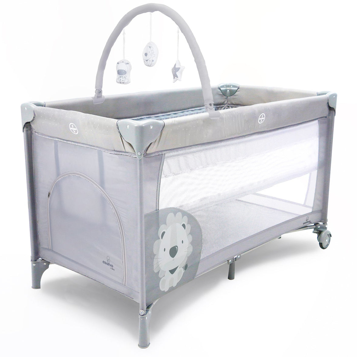 Baby Lion Complete Duo Travel Crib Gray