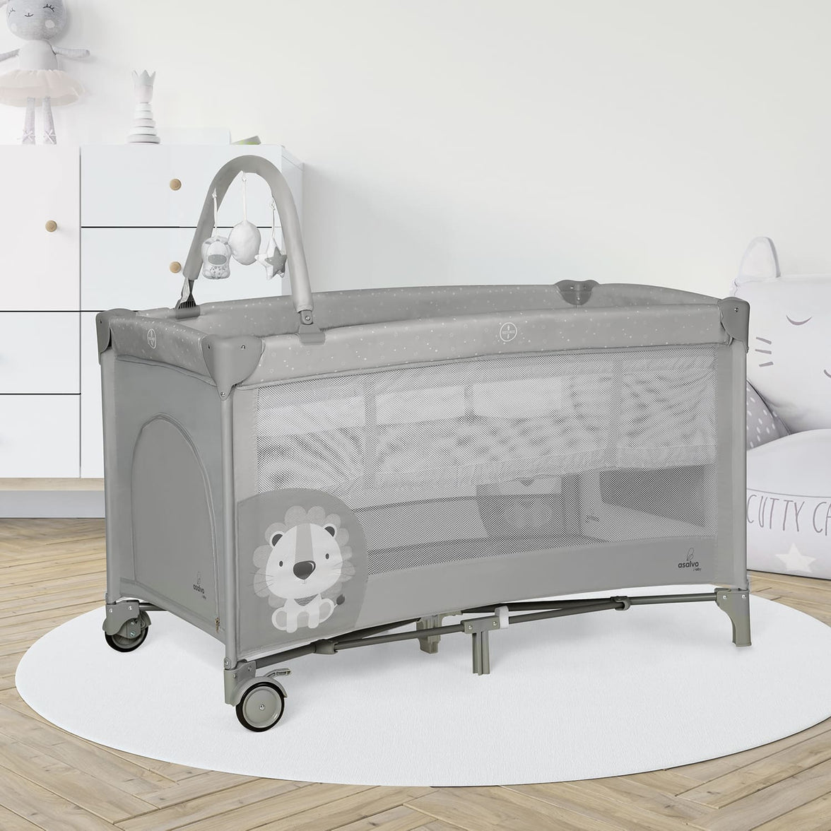 Baby Lion Complete Duo Travel Crib Gray
