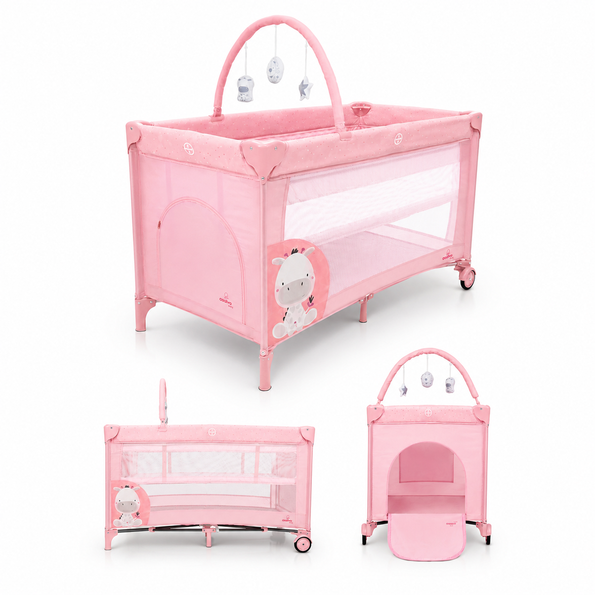 Berço de Viagem Complete Duo Baby Girafa Rosa