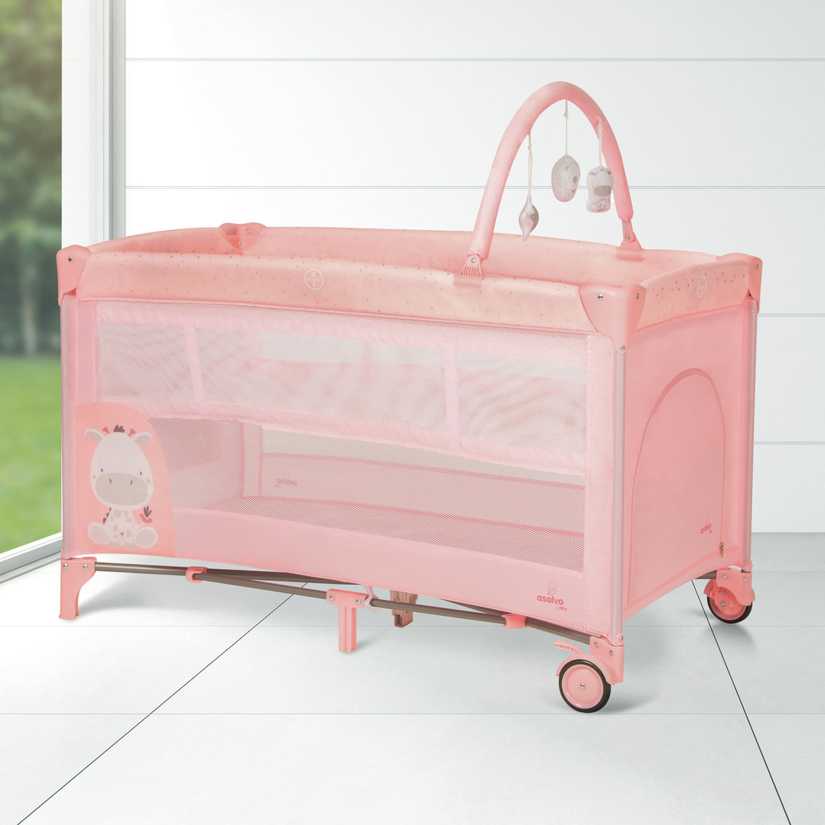Travel Crib Complete Duo Baby Giraffe Pink