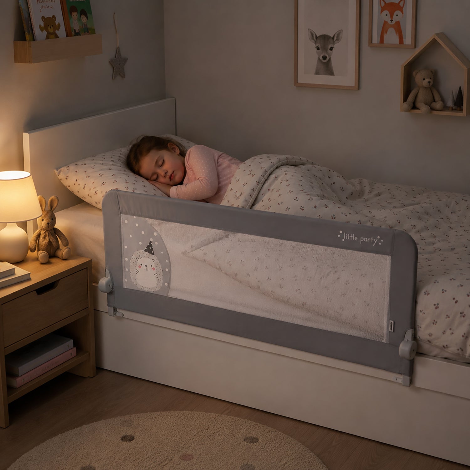 Barreira de Cama 2-em-1 de 150cm para Cama Divã ou Standard Ouriço Cinzento