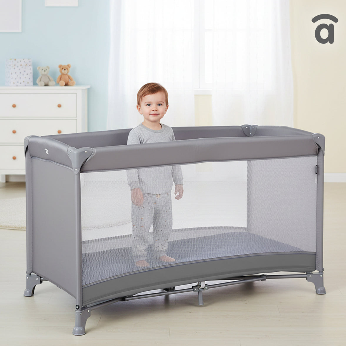 Cuna de viaje Creta gris