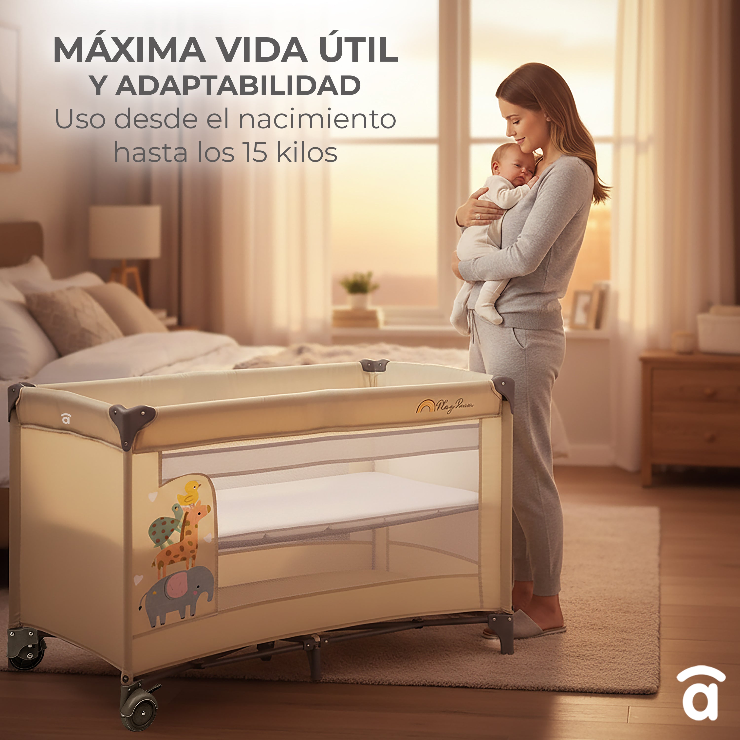 Smooth Animalia Travel Crib