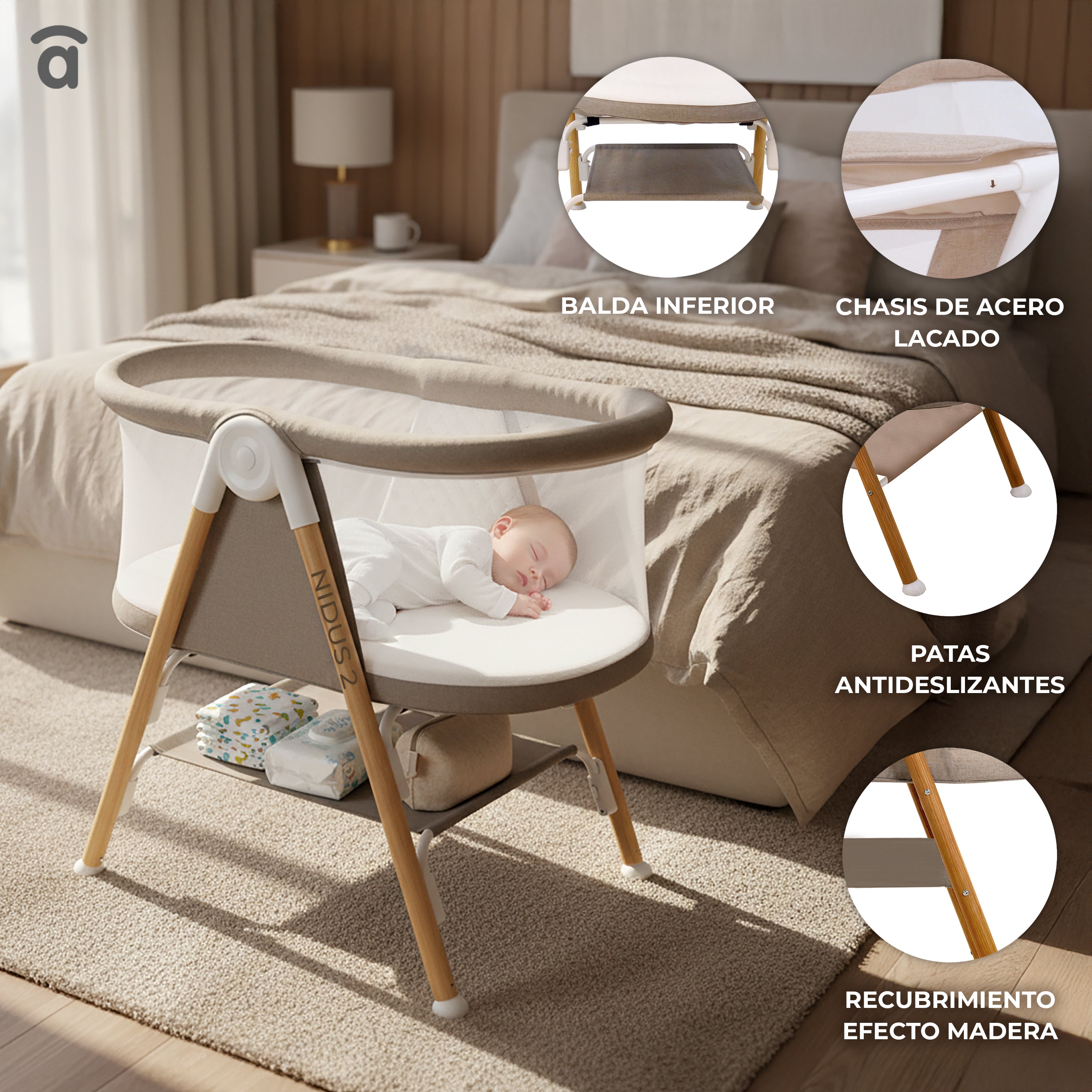 Mini Berço Nidus 2 Bege