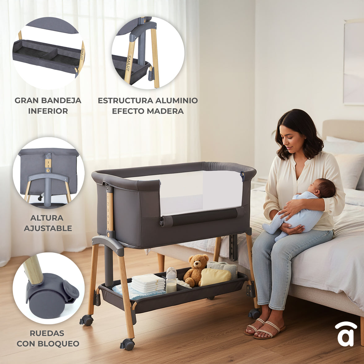 Minicuna de colecho Smart beige