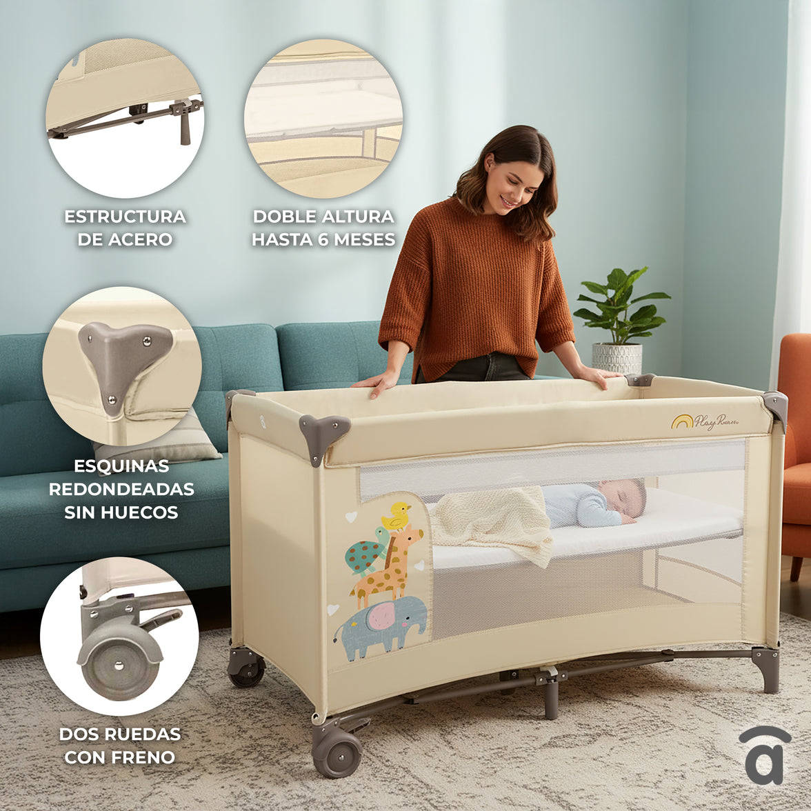 Smooth Animalia Travel Crib