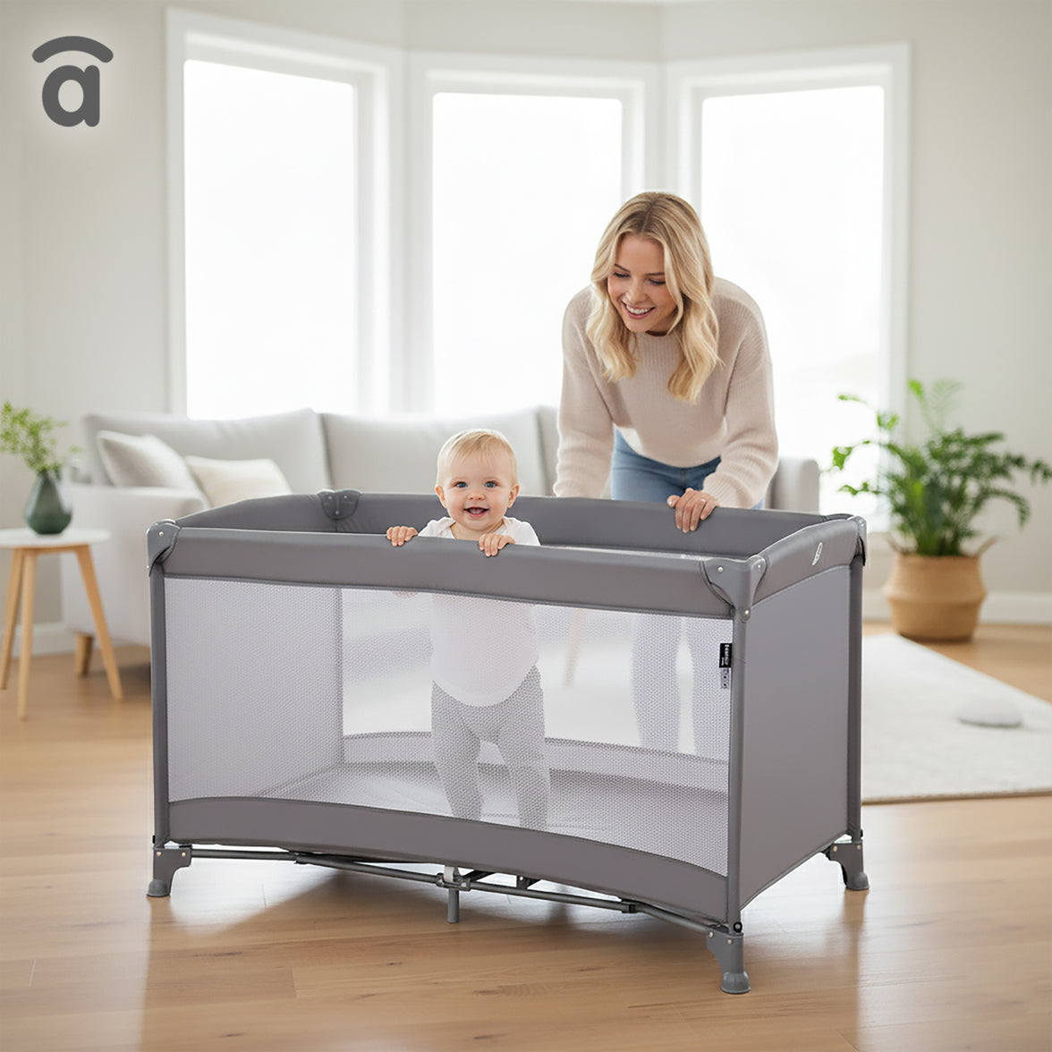 Cuna de viaje Creta gris