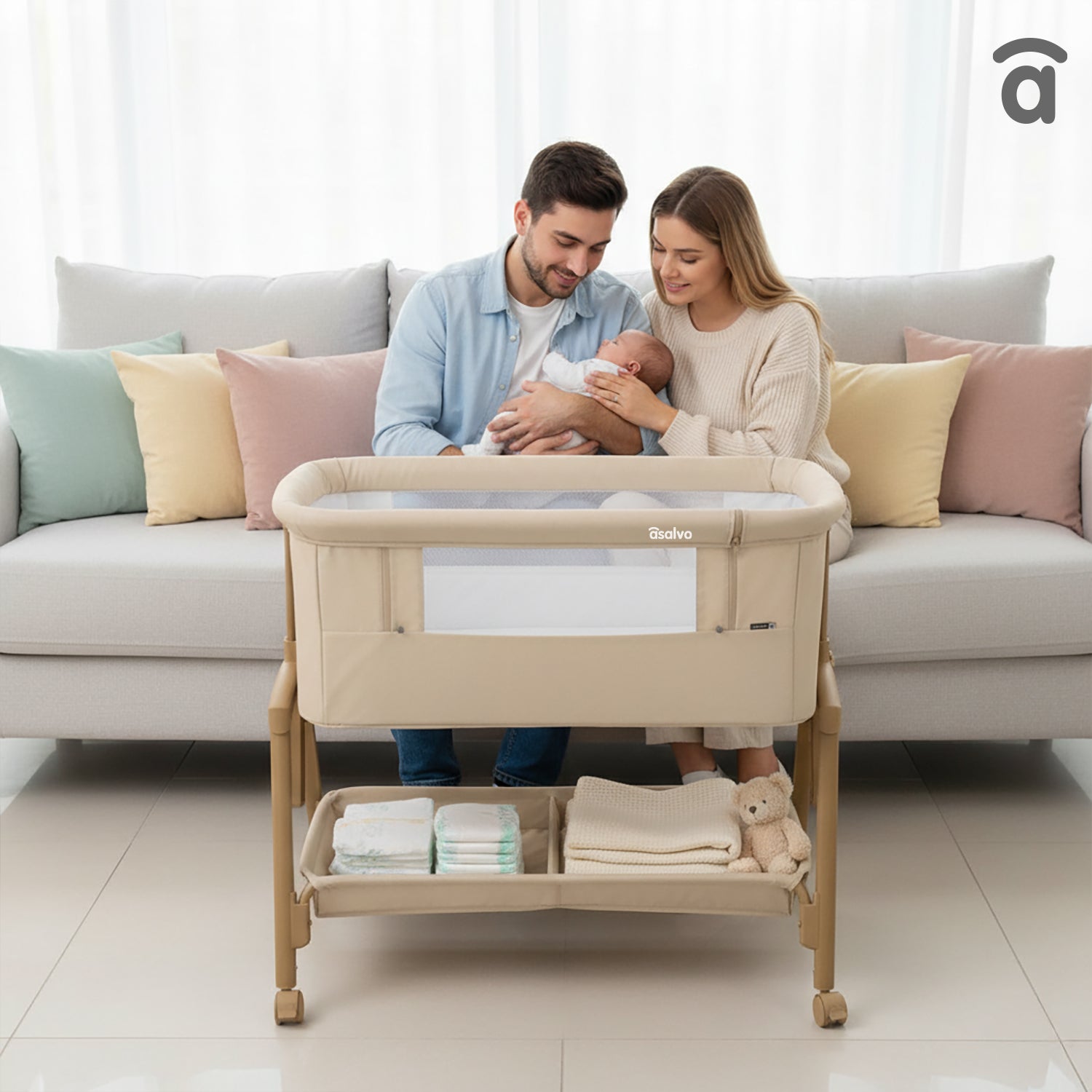 Minicuna de colecho Smart beige