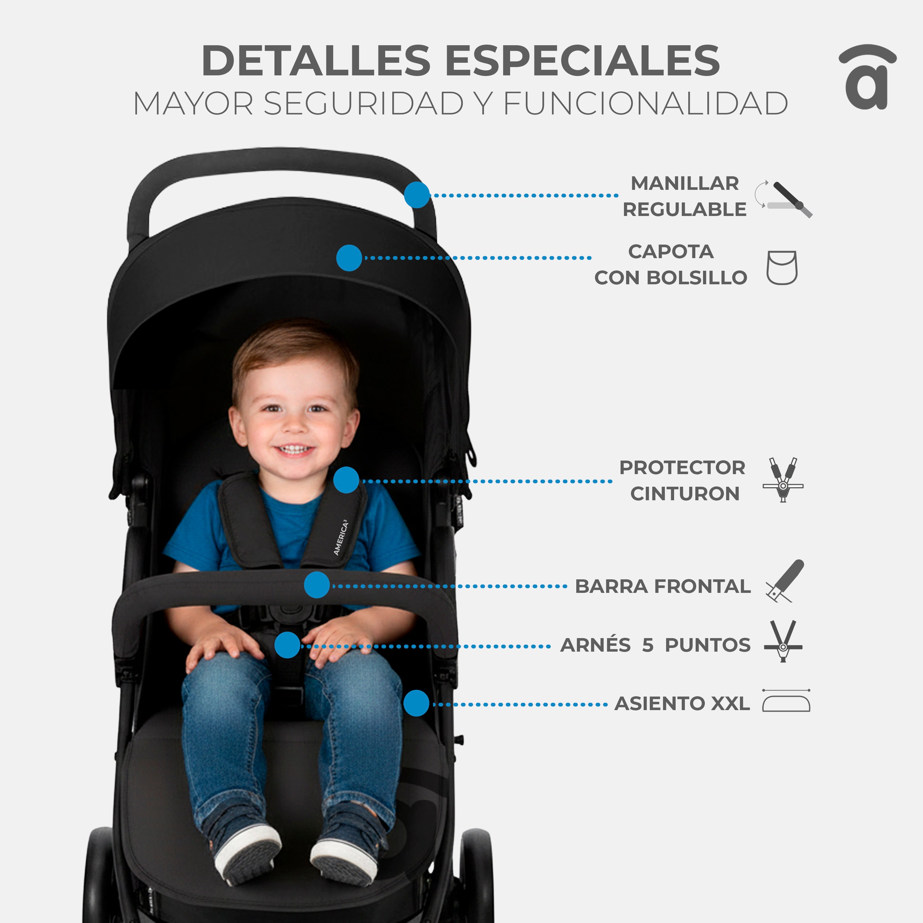 Silla de paseo América 3 rosa