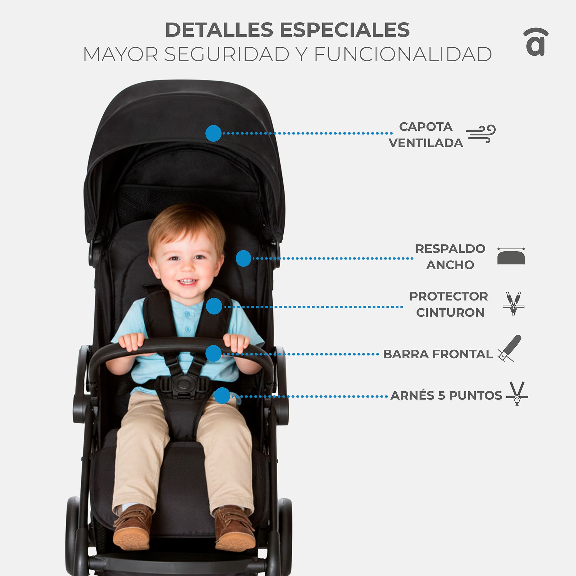 Plis Plas black-gold stroller