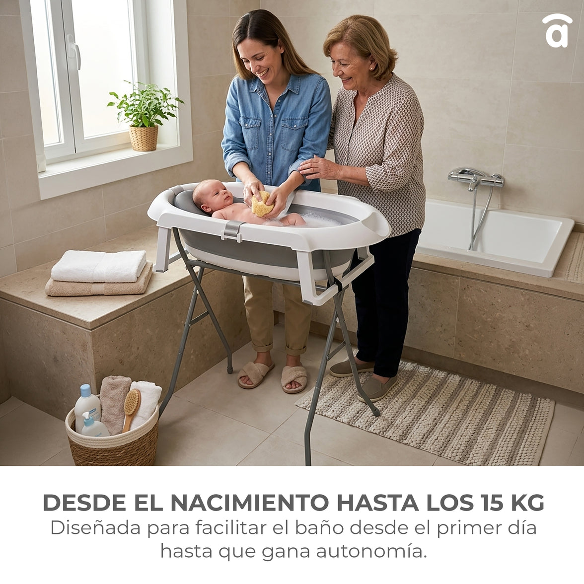 Banheira dobrável com pés e redutor Luigi