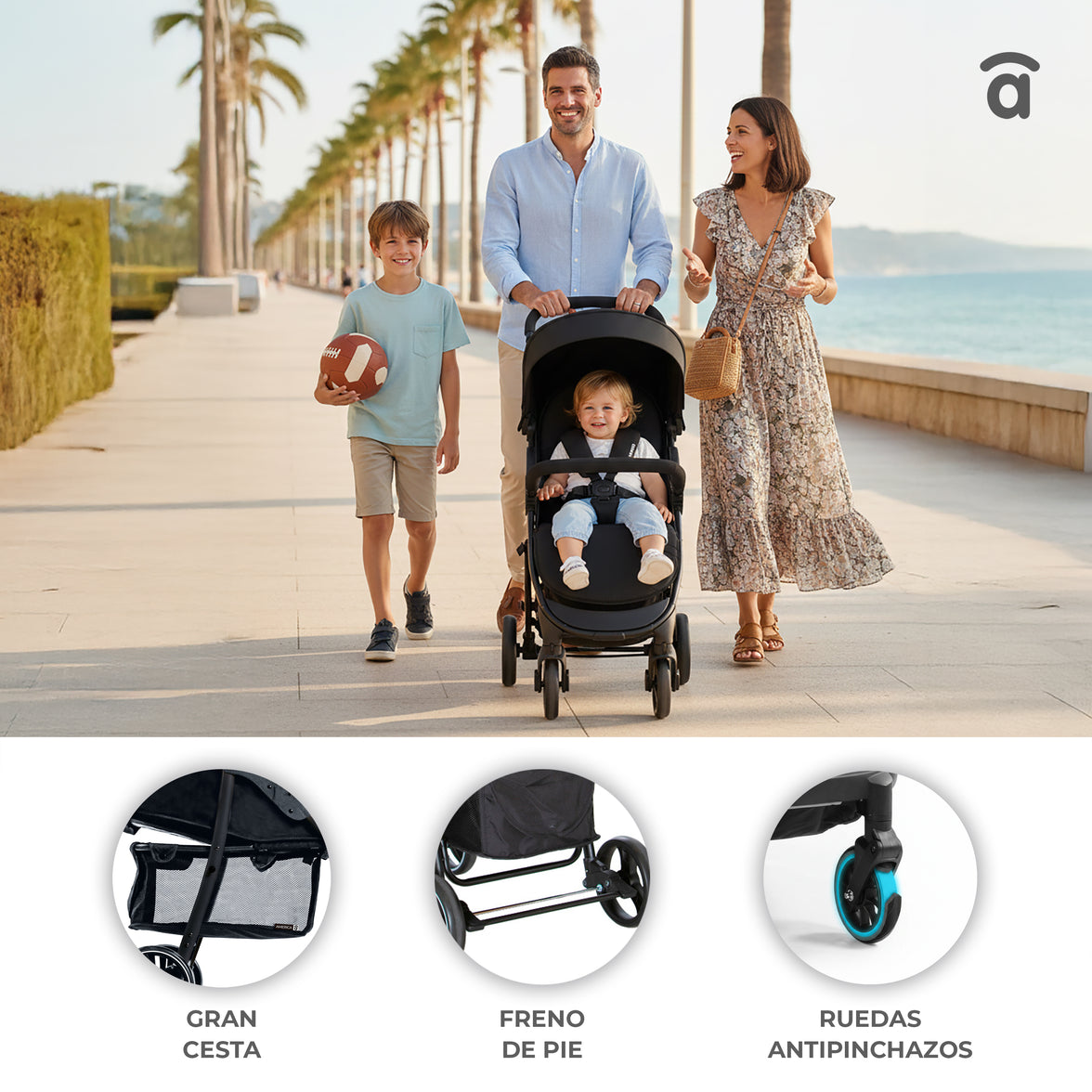 Silla de paseo América 3 negro