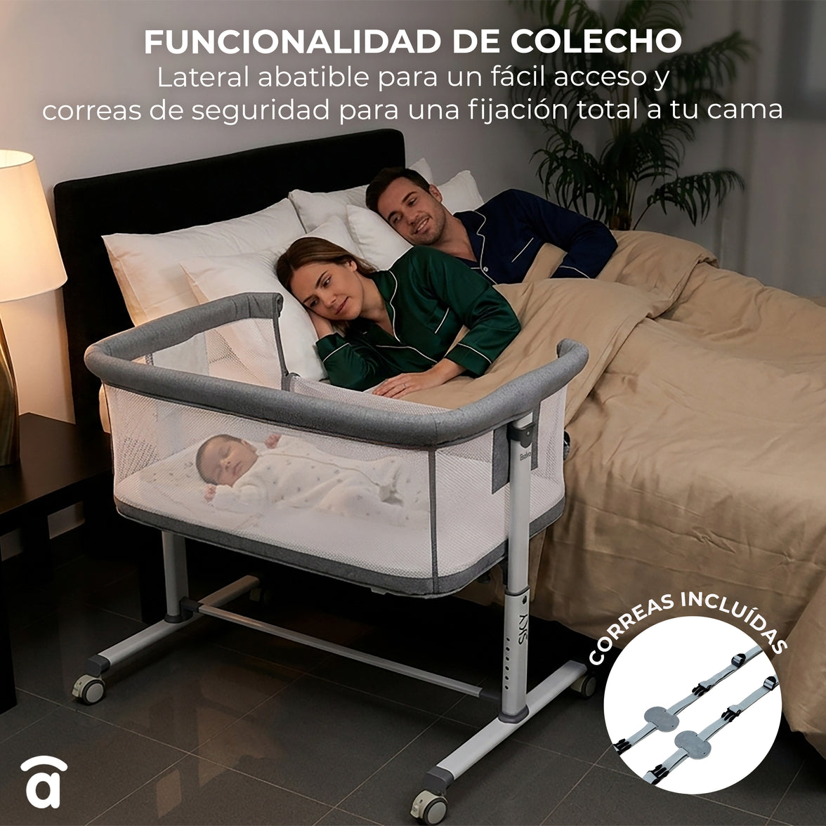 Mini berço co-leito bege céu