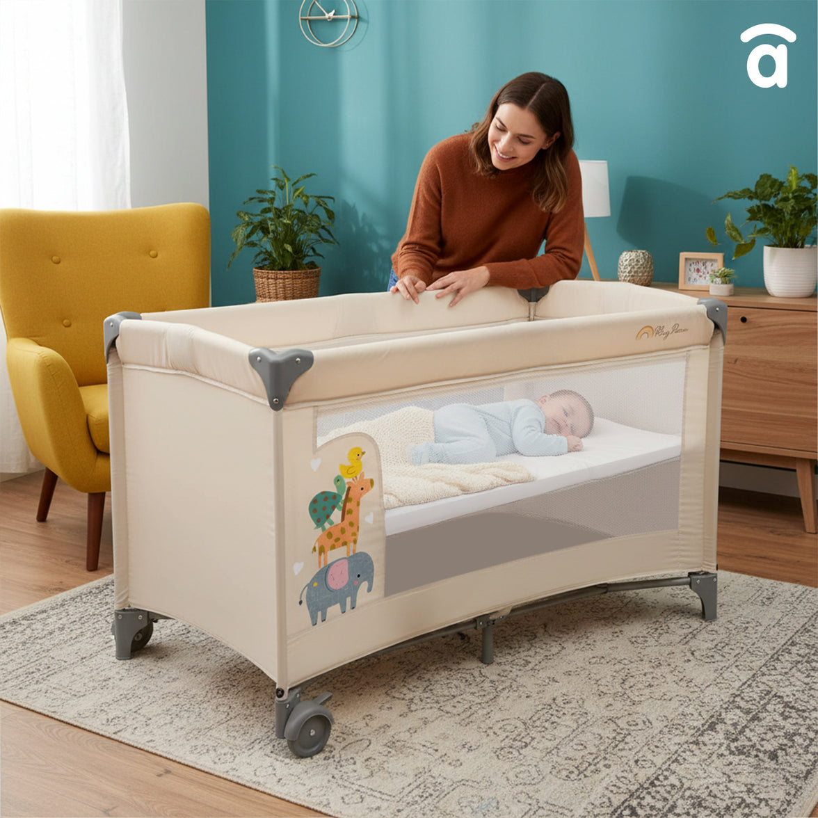 Smooth Animalia Travel Crib
