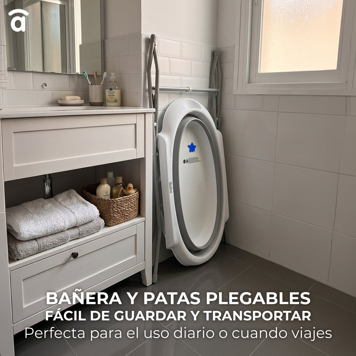 Banheira dobrável com pés e redutor Luigi