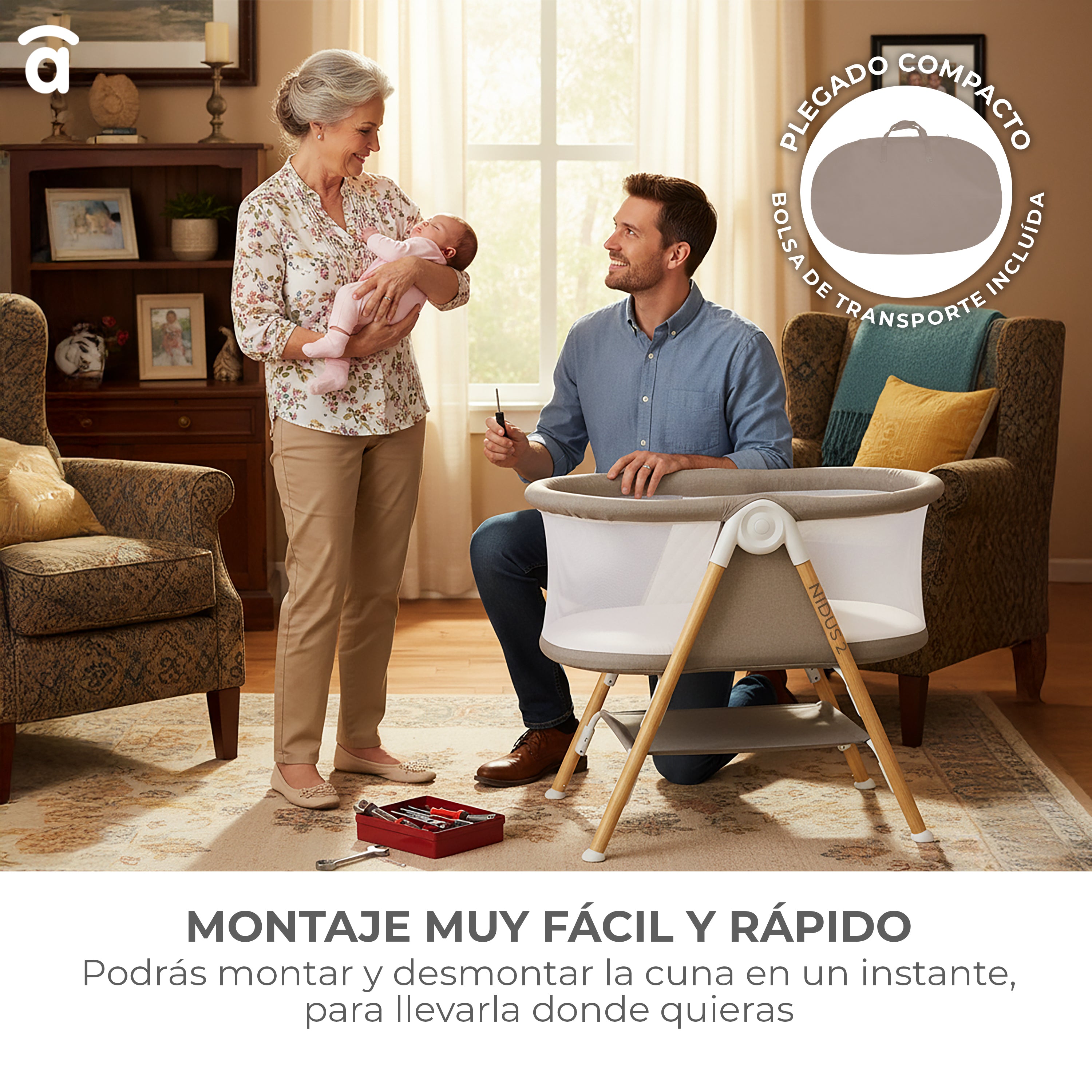 Mini Berço Nidus 2 Bege