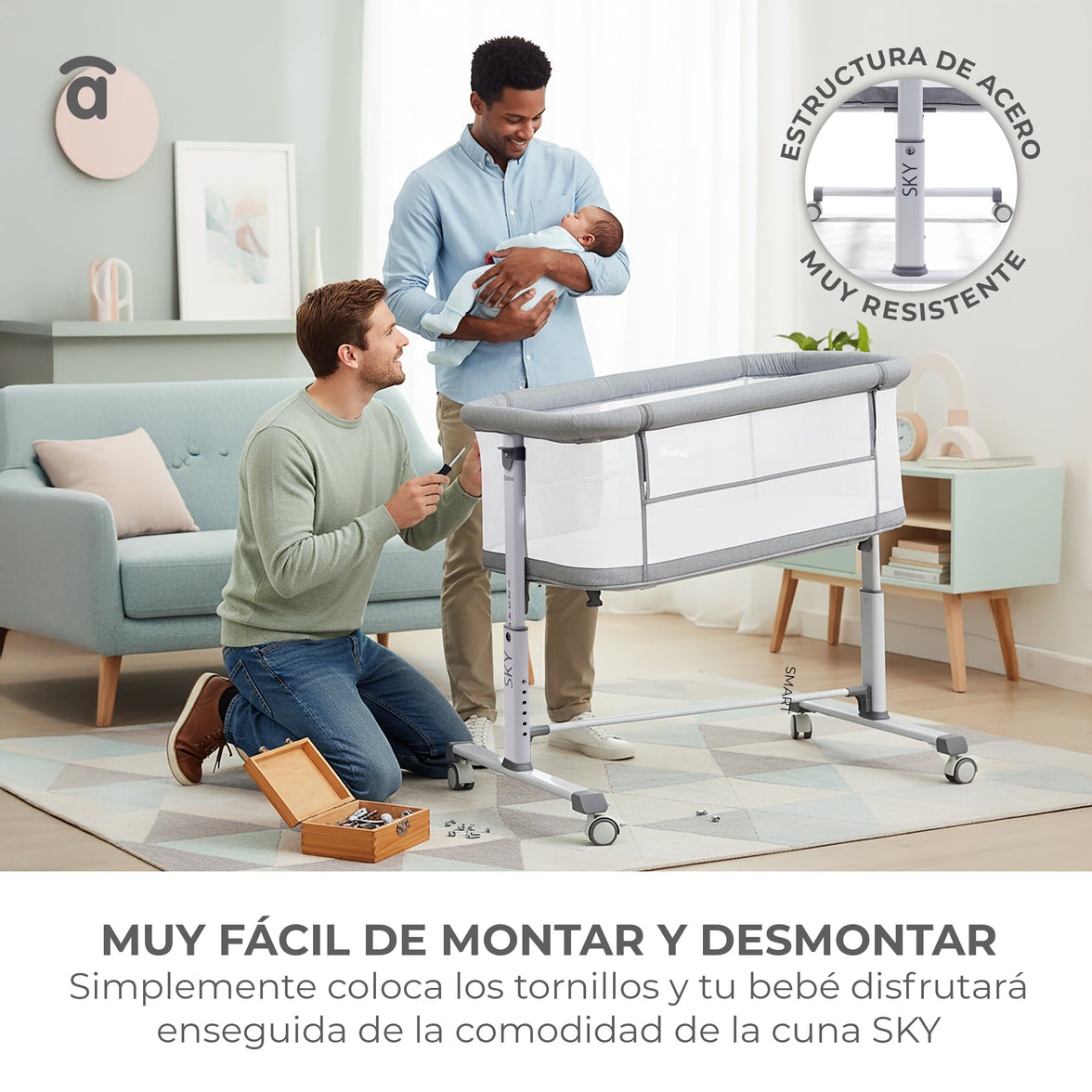 Minicuna de colecho Sky gris