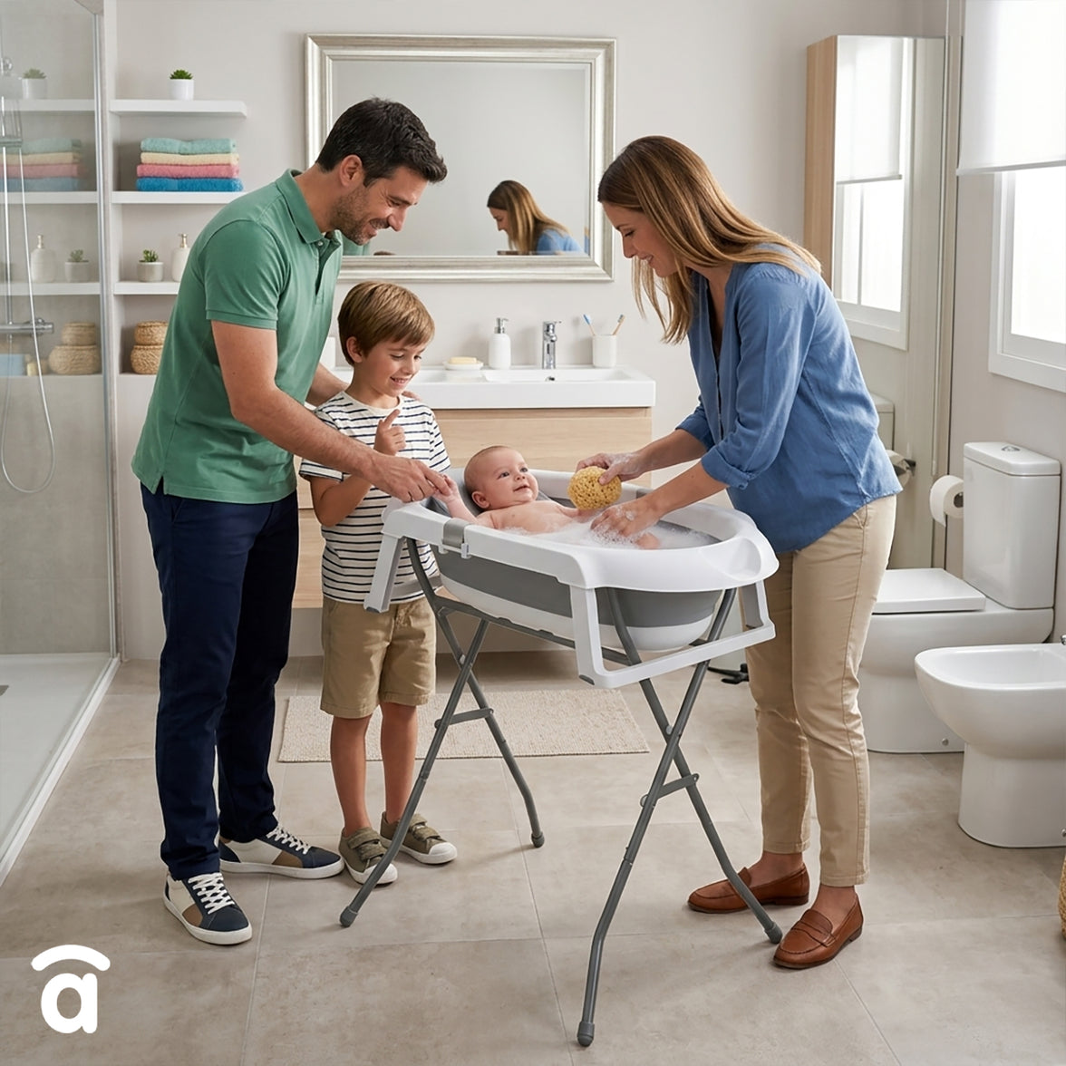 Banheira dobrável com pés e redutor Luigi