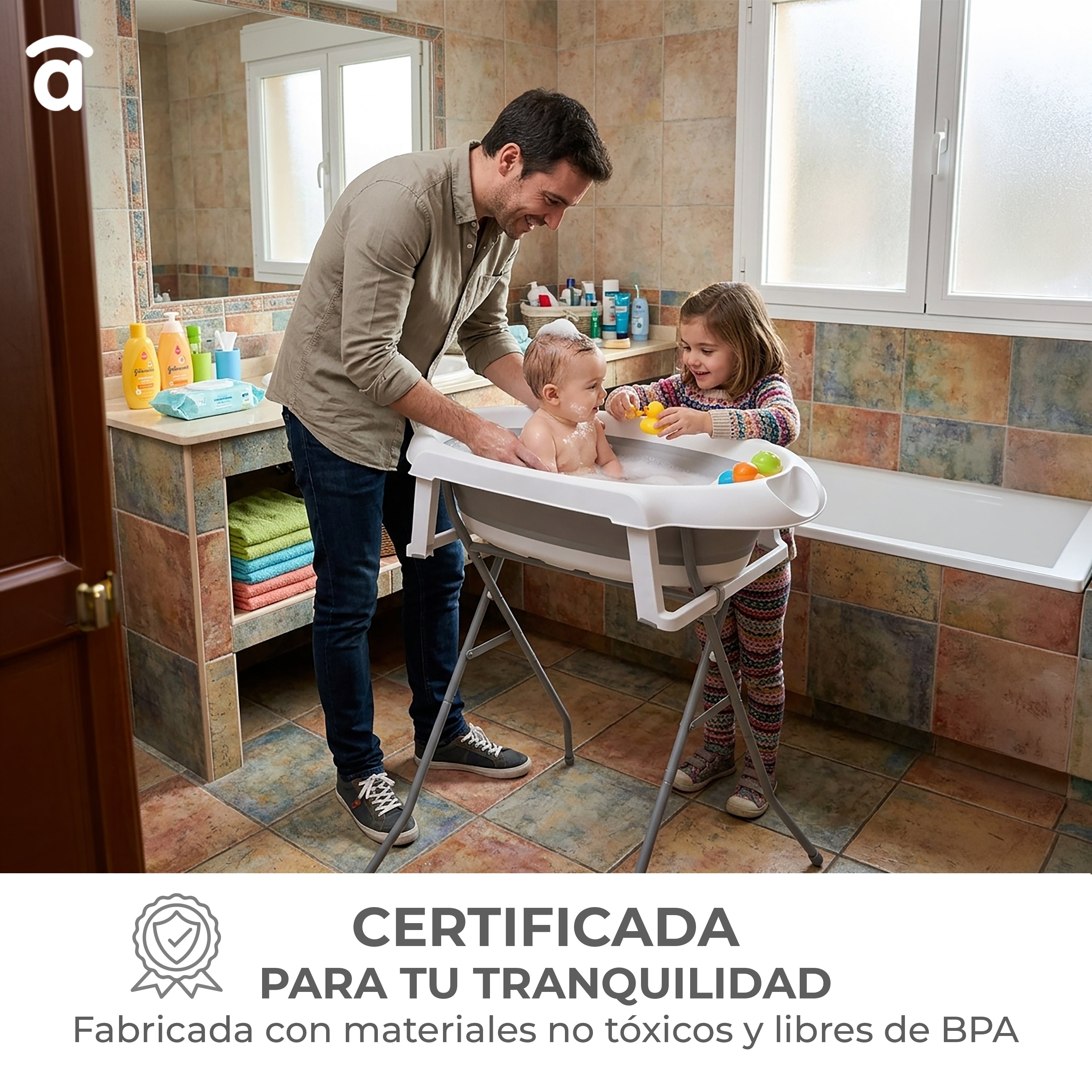 Banheira dobrável com pés e redutor Luigi