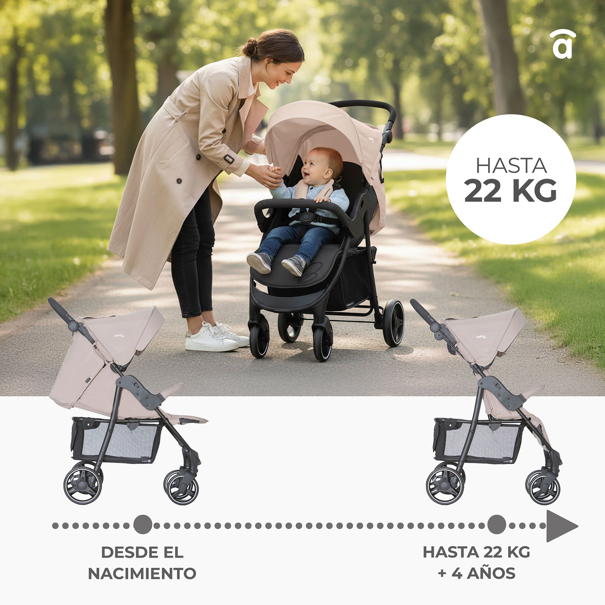 América 3 beige stroller