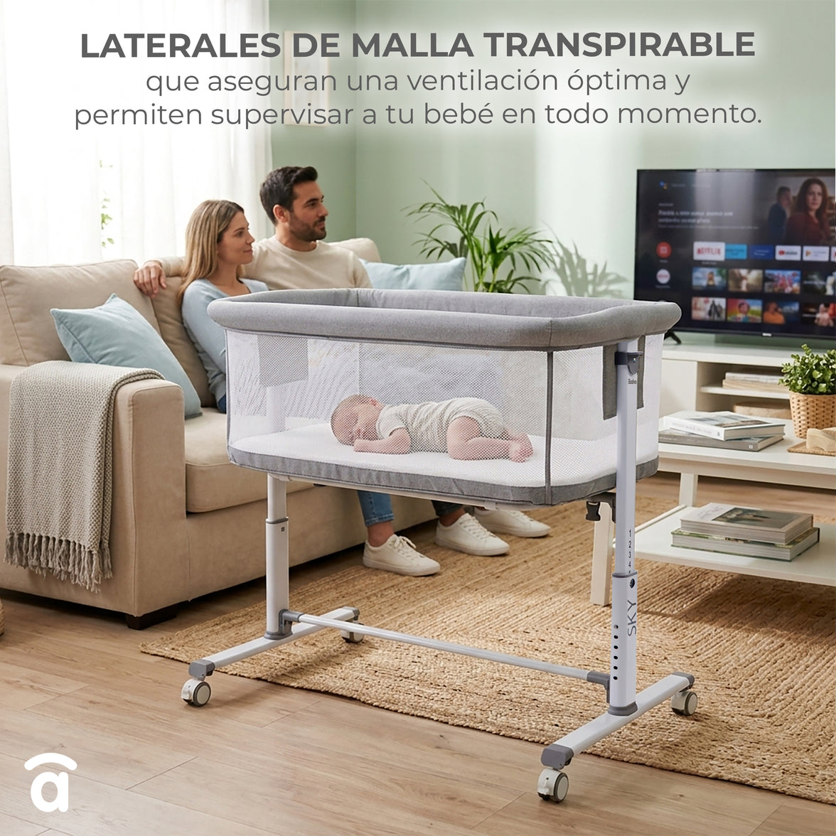 Mini berço co-leito bege céu