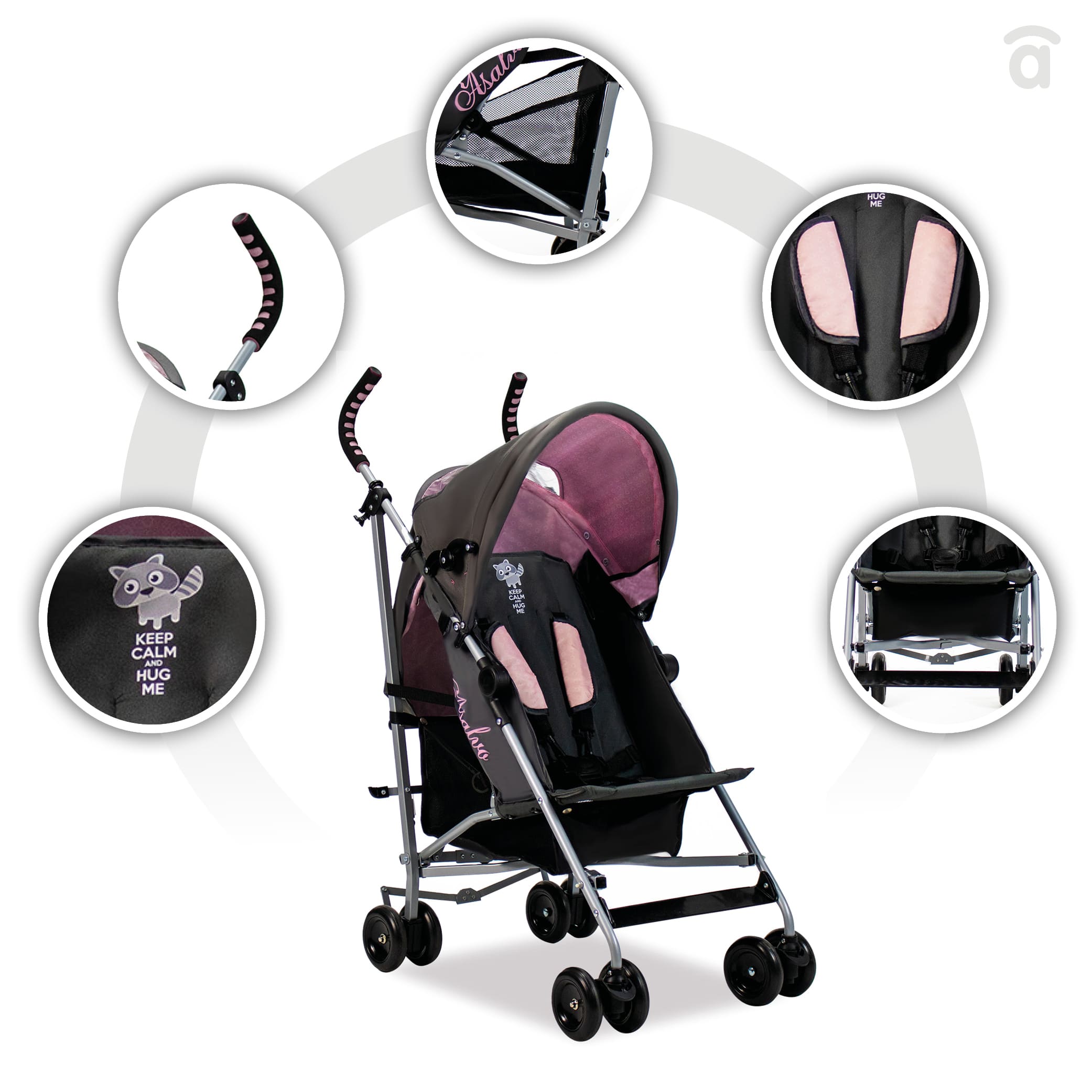 Yolo Raccoon Pink Stroller