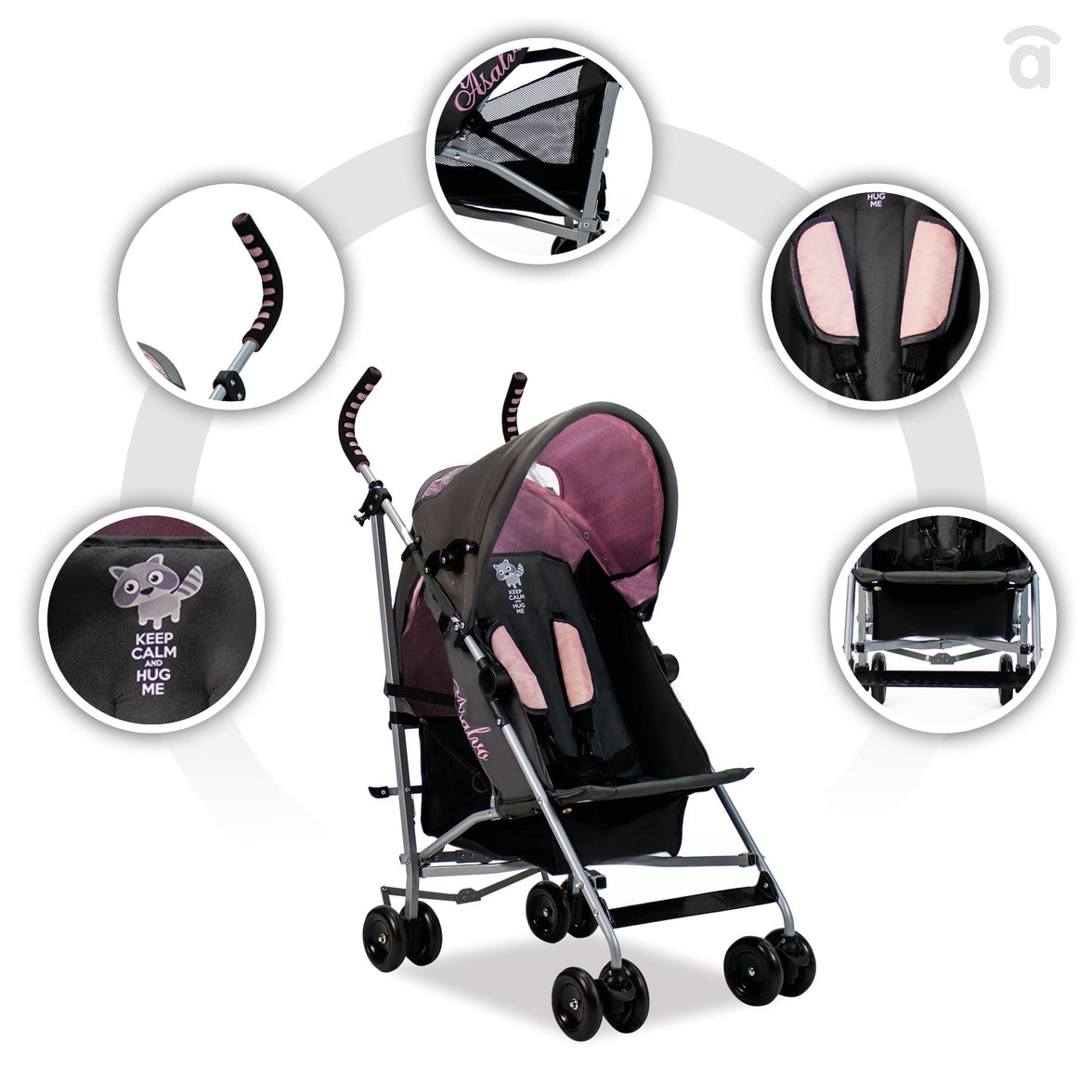 Yolo Raccoon Pink Stroller