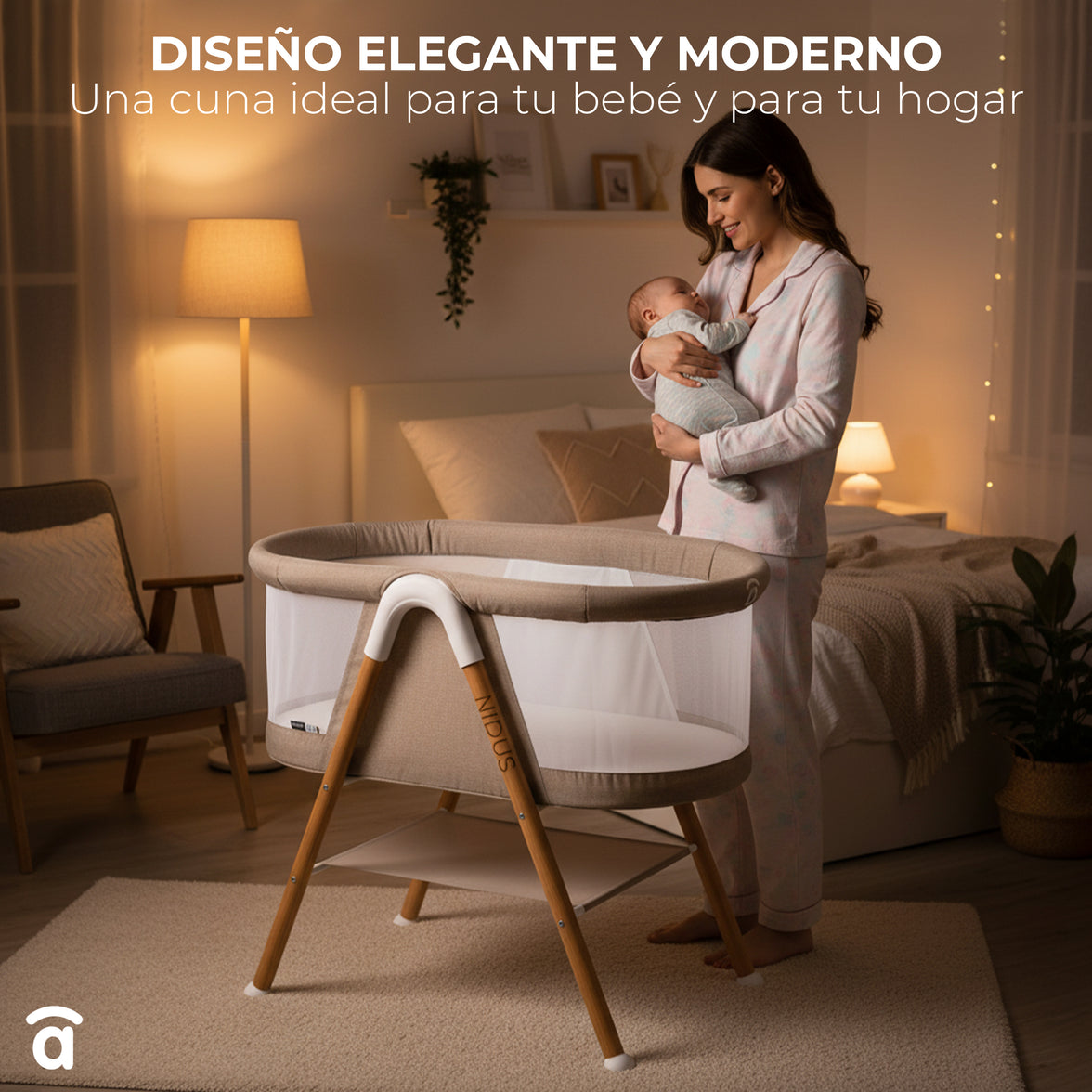 Nidus Beige Mini Crib