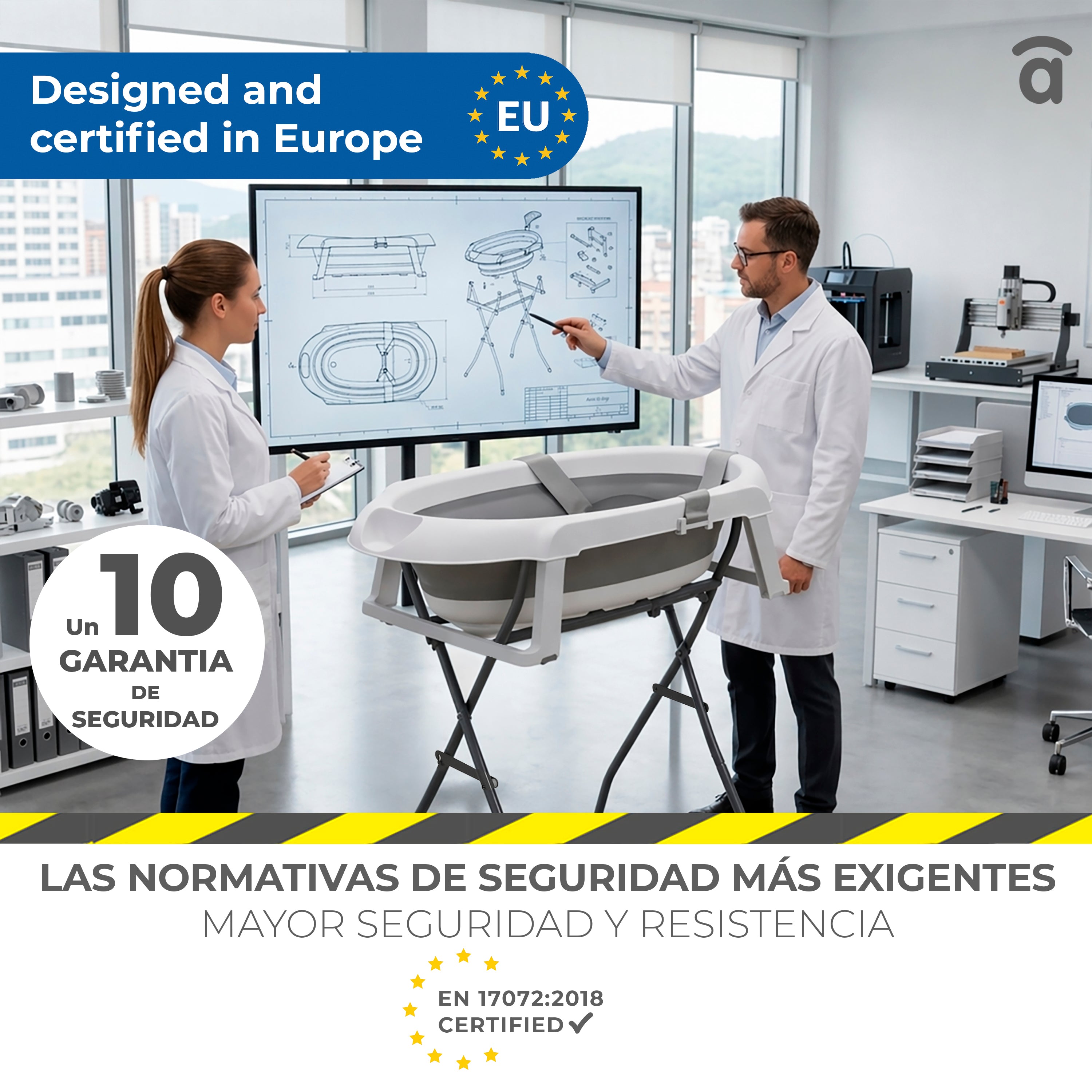 Banheira dobrável com pés e redutor Luigi