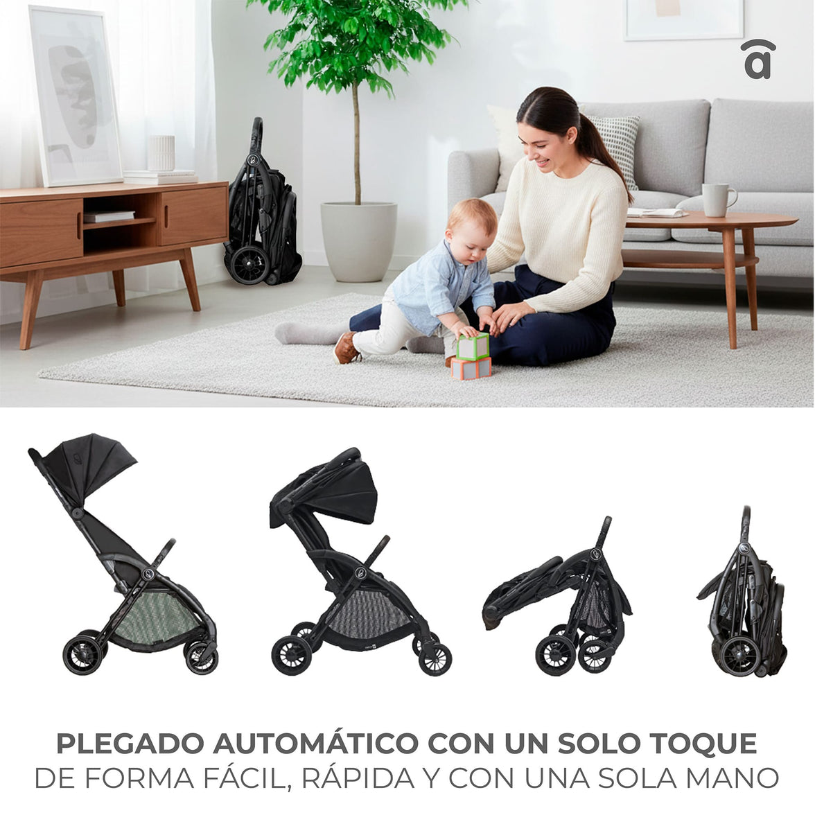 Plis Plas black stroller