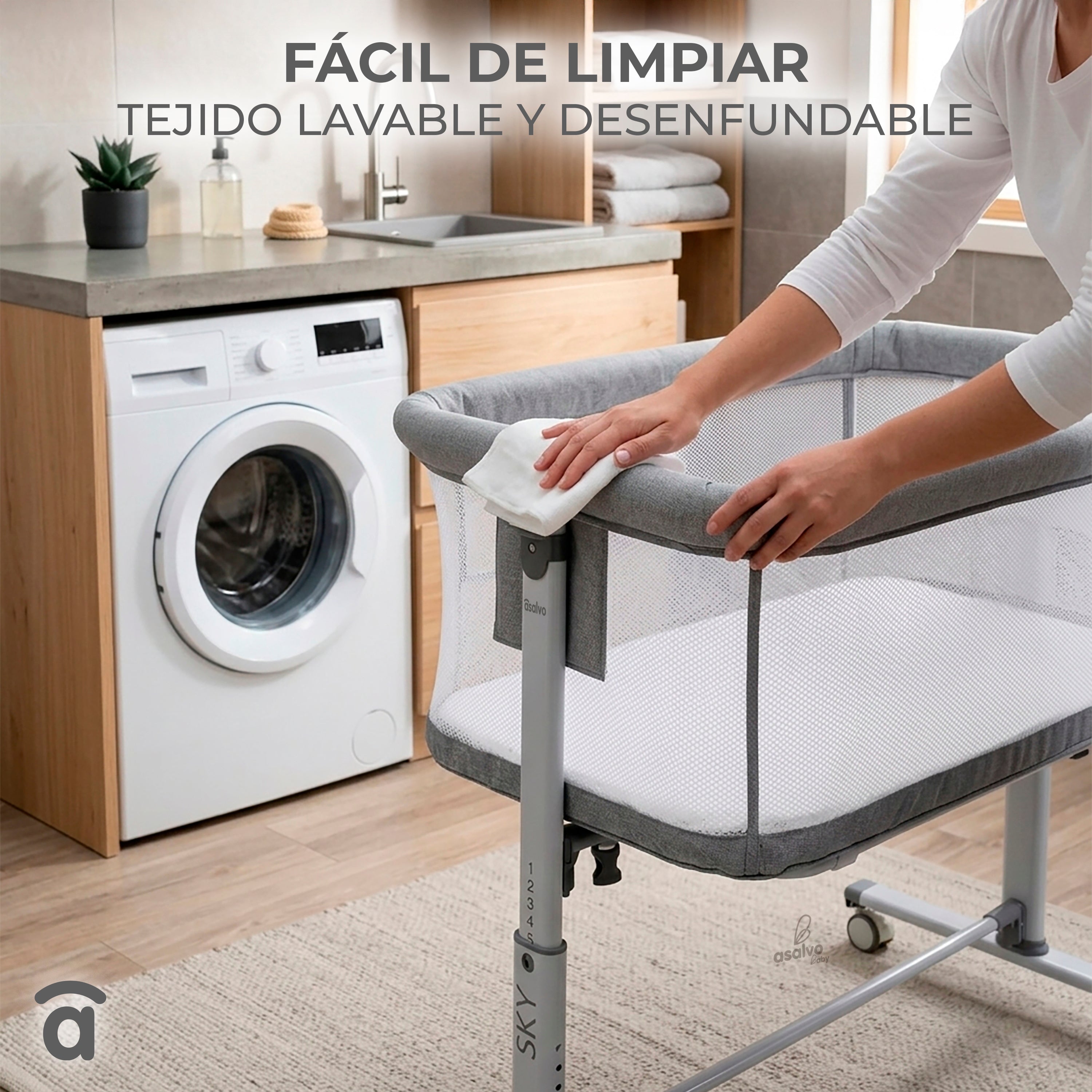 Mini berço co-leito bege céu