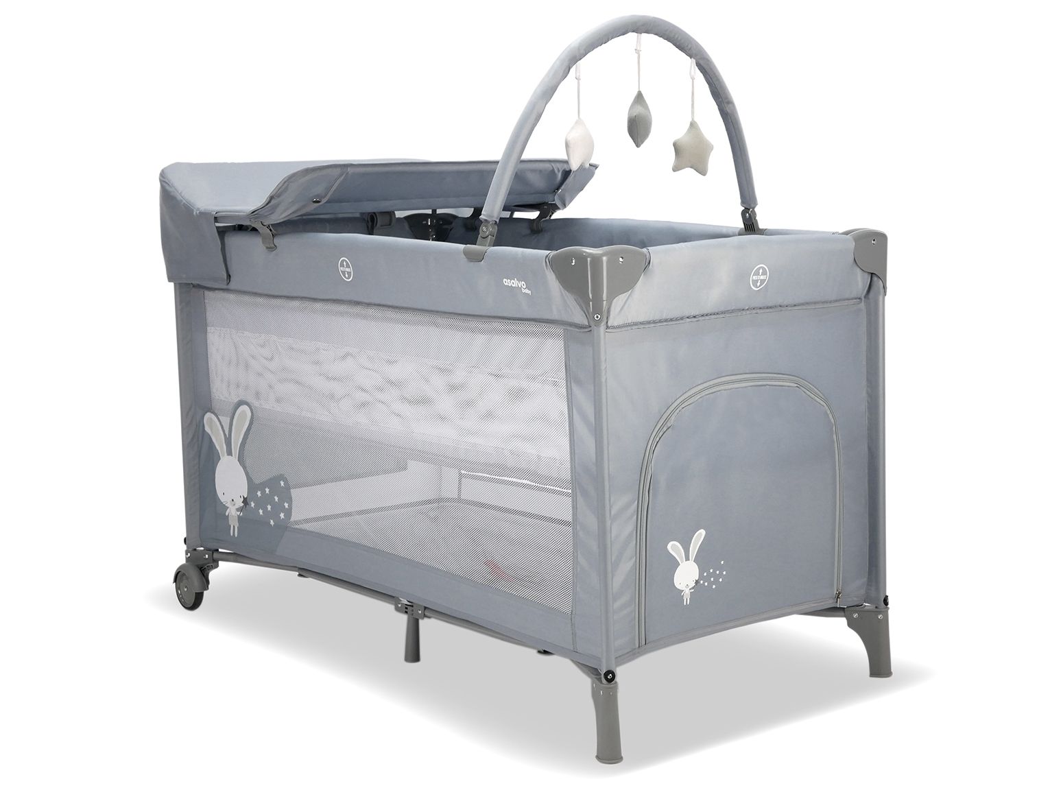 Gray Bunny Complete Travel Crib
