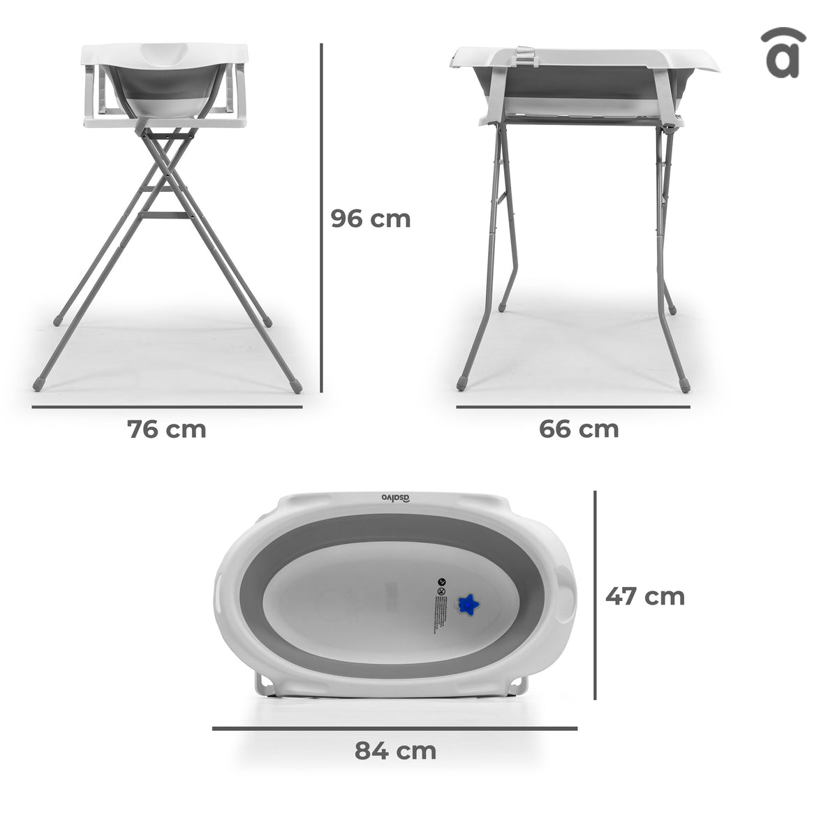 Banheira dobrável com pés e redutor Luigi