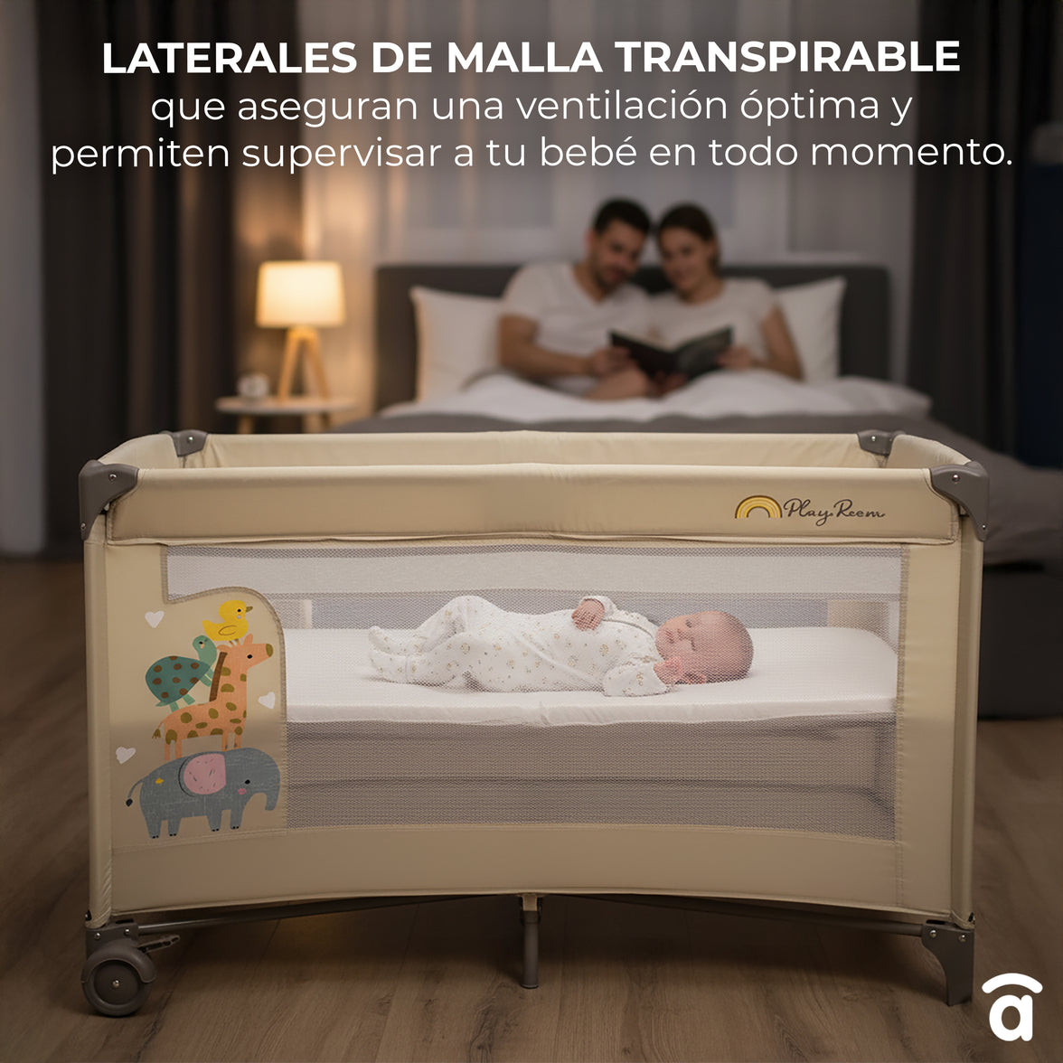 Smooth Animalia Travel Crib