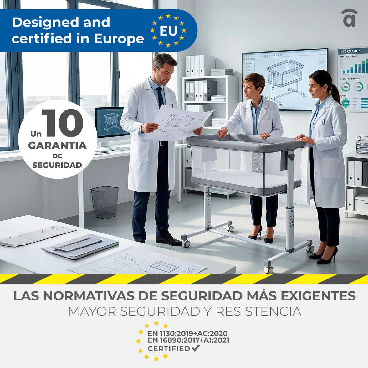 Mini berço co-leito bege céu