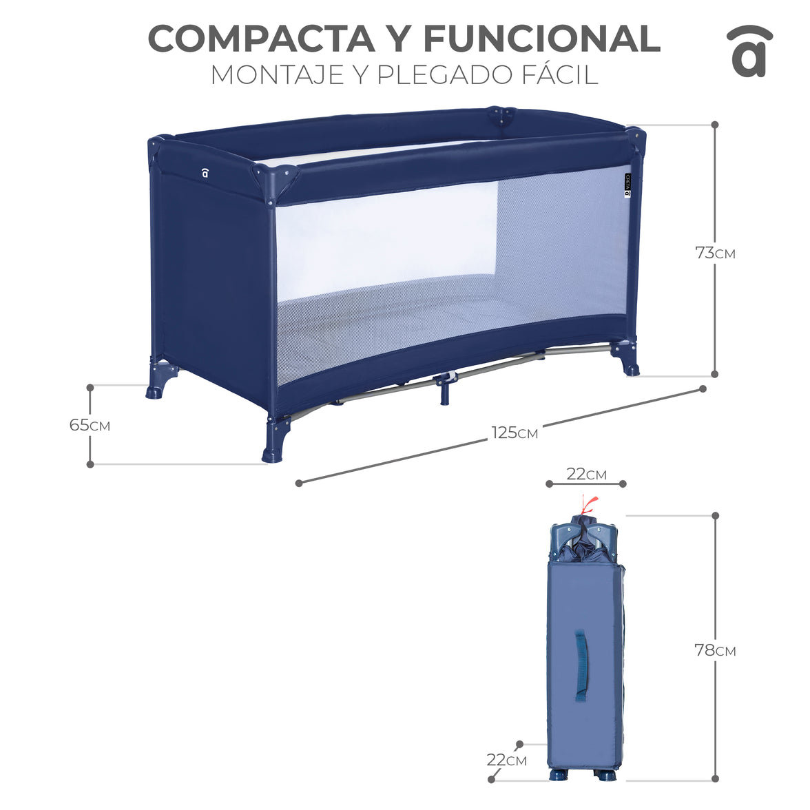 Cuna de viaje Creta gris