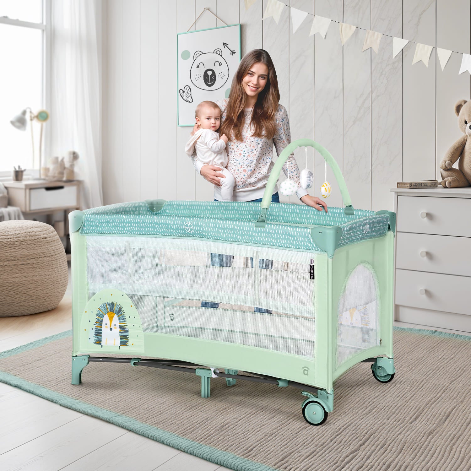 Complet Duo Hedgehog travel cot