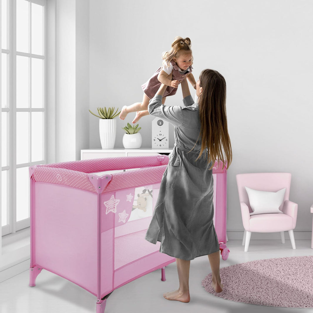 Balearic Stars Pink Travel Crib