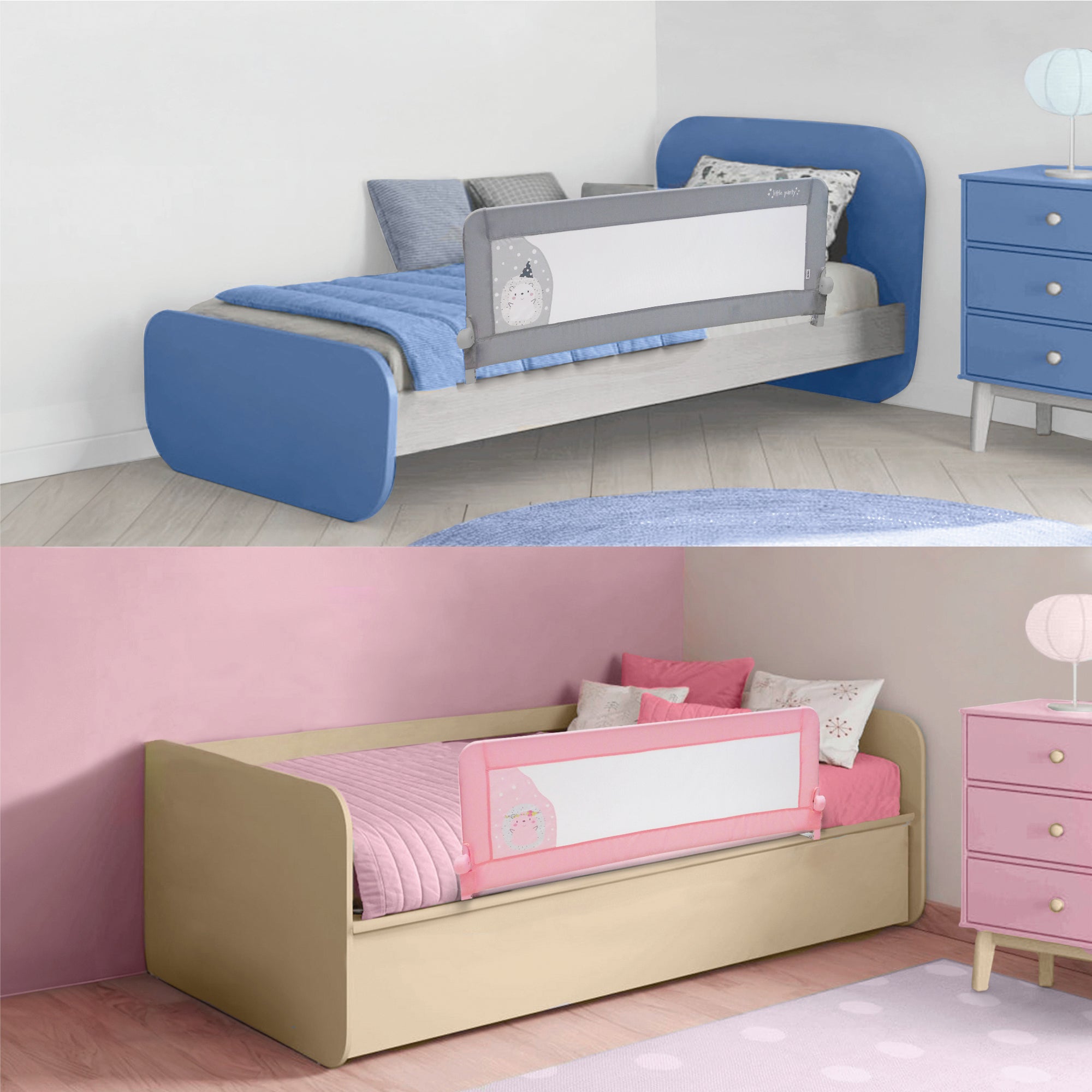 Barrera de cama 2-1  de 150cm para cama Nido o Standard Erizo Rosa