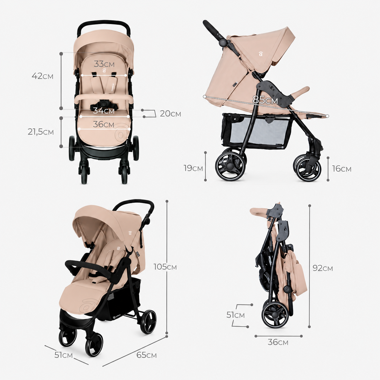 Poussette América 3 beige