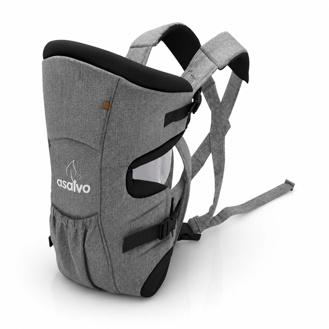 Mochila Porta Bebé Cinza Melange