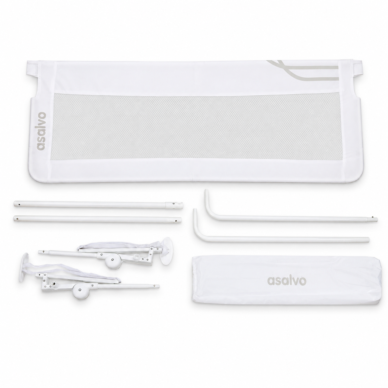 Barreira de cama 2-1 de 150 cm para cama de rodízio ou cama padrão branca
